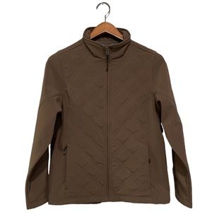 Quilted Light Olive Brown Zip-Up Jacket Outer Boundary sz Medium EUC